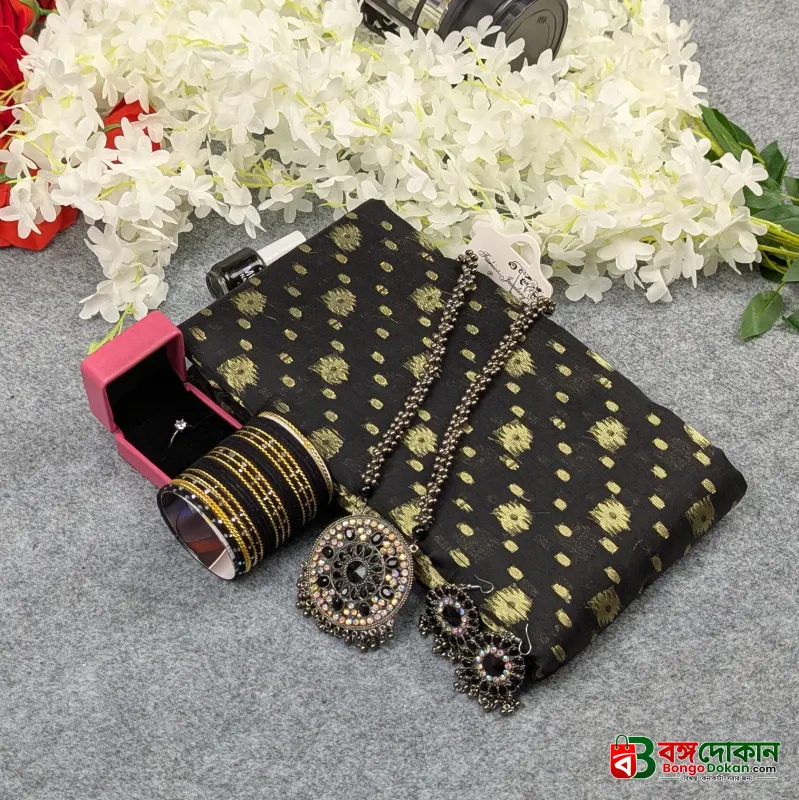 Premium Half Silk Jamdani Saree Combo Set - Black - বাংলাদেশে সেরা দাম ও আকর্ষণীয় কালেকশন - গ্যালারি
