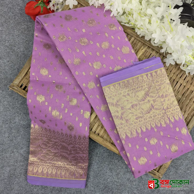 Premium Half Silk Jamdani Saree Combo Set - Light Purple - বাংলাদেশে সেরা দাম ও আকর্ষণীয় কালেকশন - গ্যালারি