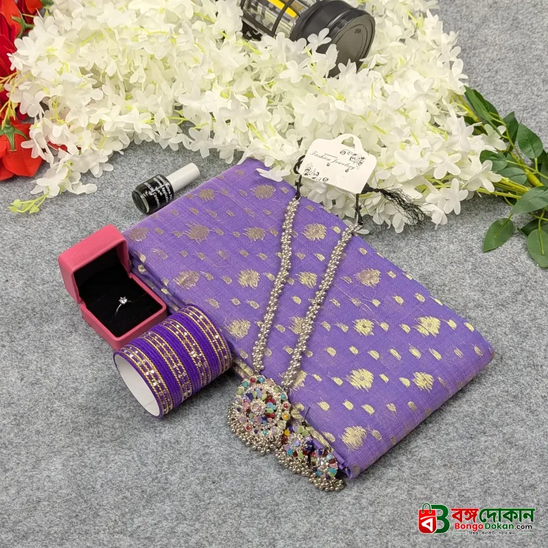 Premium Half Silk Jamdani Saree Combo Set - Lavender - বাংলাদেশে সেরা দাম ও আকর্ষণীয় কালেকশন - গ্যালারি