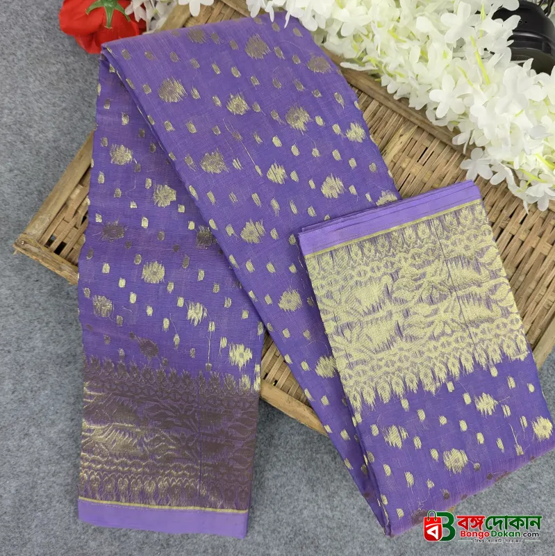 Premium Half Silk Jamdani Saree Combo Set - Lavender - বাংলাদেশে সেরা দাম ও আকর্ষণীয় কালেকশন - গ্যালারি