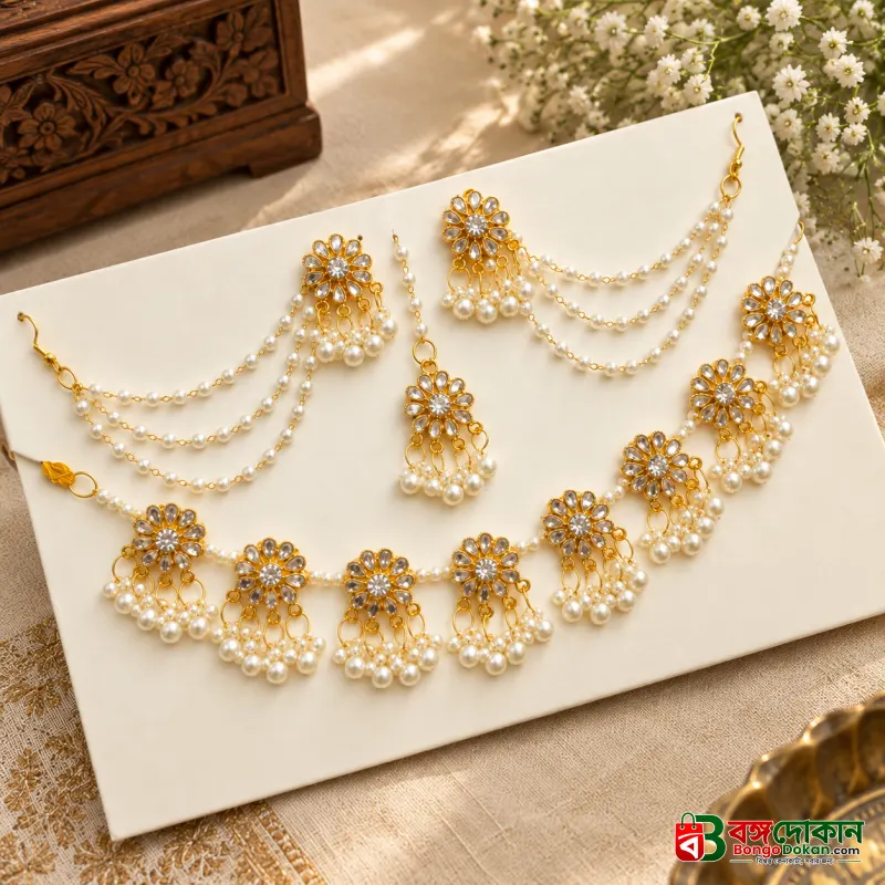 Premium Kundan and Pearl Combo Jewellery Set - বাংলাদেশে সেরা দাম ও এক্সক্লুসিভ ডিজাইন - বাংলাদেশে সেরা অফার ও দাম