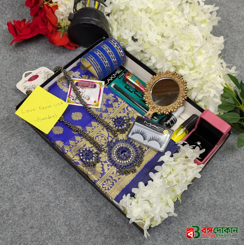 Premium Silk Katan Saree Combo Set - Blue - বাংলাদেশে সেরা দাম ও আকর্ষণীয় কালেকশন - গ্যালারি