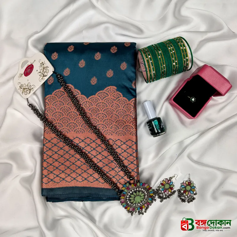 Premium Silk Katan Saree Combo Pack – Ocean Green - বাংলাদেশে সেরা দাম ও আকর্ষণীয় কালেকশন - গ্যালারি