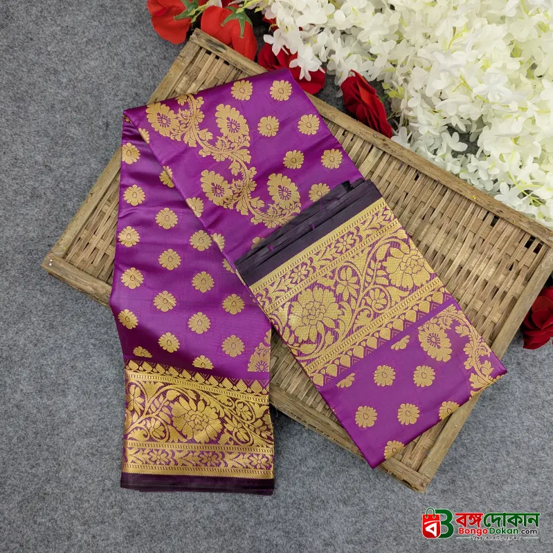 Premium Silk Katan Saree Combo Set - Purple - বাংলাদেশে সেরা দাম ও আকর্ষণীয় কালেকশন - গ্যালারি