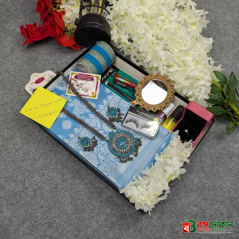 Premium Silk Katan Saree Combo Set - Sky Blue - বাংলাদেশে সেরা দাম ও আকর্ষণীয় কালেকশন - গ্যালারি