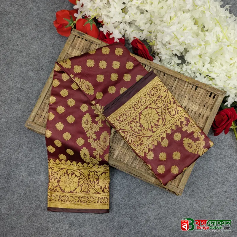 Premium Silk Katan Saree Combo Set - Maroon - বাংলাদেশে সেরা দাম ও আকর্ষণীয় কালেকশন - গ্যালারি