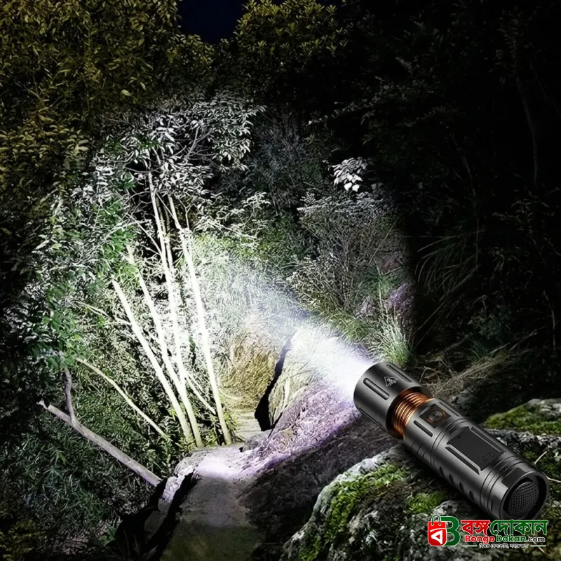 Rechargeable LED Flashlight with Telescopic Zoom & Power Bank Function – 4500mAh Metal Body Waterproof Tactical Torch with Type-C Charging - বাংলাদেশে সেরা দাম ও স্পেসিফিকেশন - গ্যালারি