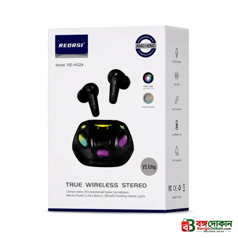 RECRSI RE-HG24 ANC & ENC Gaming Earbuds | Low Latency, Active Noise Cancellation, Crystal-Clear Calls & Immersive Sound - বাংলাদেশে সেরা দাম ও স্পেসিফিকেশন - গ্যালারি