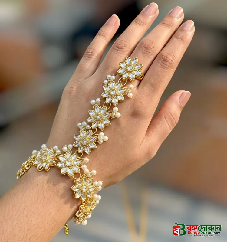 Special Puja Collection: Royal Kundan and Pearl Hathphool (Hand Ornament) - বাংলাদেশে সেরা দাম ও আকর্ষণীয় কালেকশন - বাংলাদেশে সেরা অফার ও দাম