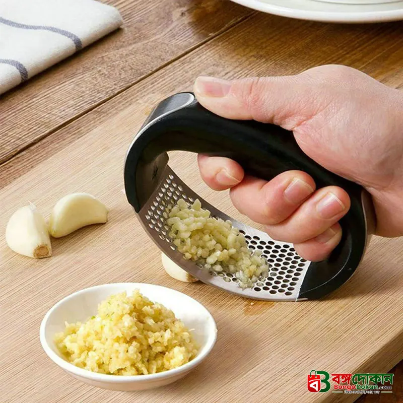 Stainless Steel Garlic Press & Mincer – Ergonomic Rocking Garlic Crusher & Squeezer with Rust-Proof Mesh for Fast Kitchen Prep - বাংলাদেশে সেরা দাম ও নতুন কালেকশন - বাংলাদেশে সেরা অফার ও দাম