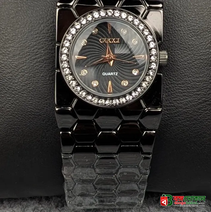Stylish Black Ladies Quartz Watch with Crystal Bezel – Premium Bracelet Design - বাংলাদেশে সেরা দাম ও আকর্ষণীয় কালেকশন - গ্যালারি