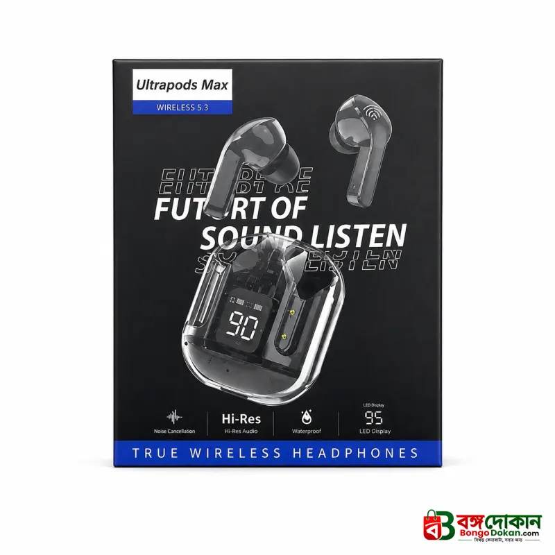 Ultrapods Pro Transparent True Wireless Earbuds – Bluetooth 5.3 TWS with Smart LED Display, ANC Noise Cancellation & IPX4 Waterproof - বাংলাদেশে সেরা দাম ও স্পেসিফিকেশন - গ্যালারি