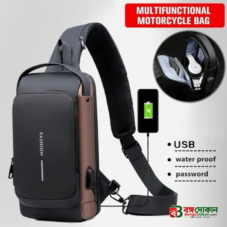 USB charging sport sling Anti-theft shoulder bag (Black) - বাংলাদেশে সেরা দাম ও লাইফস্টাইল কালেকশন - গ্যালারি