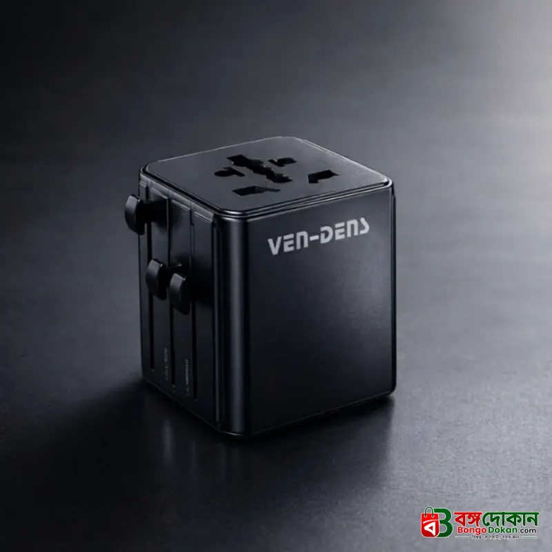 VEN-DENS 4-in-1 Universal Travel Adapter – 2500W Fast Charging All-in-One World Travel Plug with EU, AU, UK, US Pins & Child Safety Shutter - বাংলাদেশে সেরা দাম ও স্পেসিফিকেশন - গ্যালারি