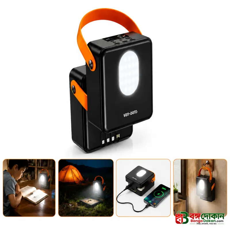 VEN-DENS VD-PB076 100,000mAh High-Capacity Power Bank – Portable Power Station with Built-in Bright LED Emergency Light, Handy Strap, Multi-Port Outputs & Safety Protection - বাংলাদেশে সেরা দাম ও স্পেসিফিকেশন - গ্যালারি