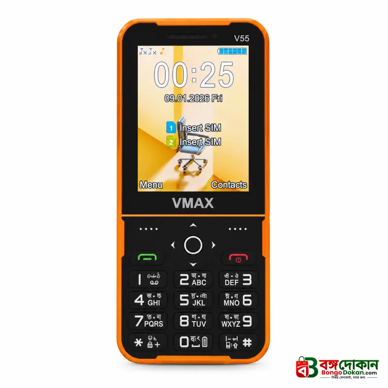 VMAX V55 PRO Max Feature Phone – 2.8 Inch HD Display, Slim Metal Body, 2500mAh Built-In Battery, Type-C Port, Wireless FM, Auto Call Recording & Dual SIM Support - বাংলাদেশে সেরা দাম ও স্পেসিফিকেশন - গ্যালারি
