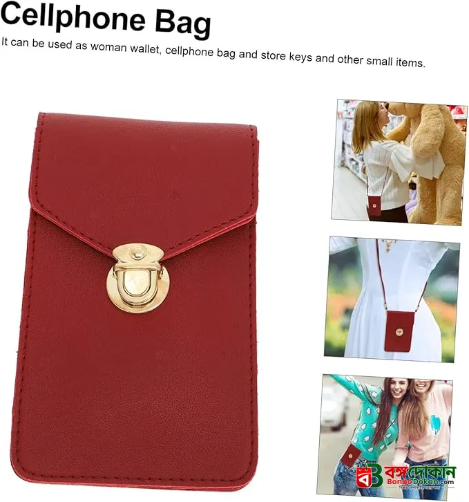 Women's PU Leather Phone Holder With Neck Strap Wallets Touch Screen Bags(Red) - বাংলাদেশে সেরা দাম ও আকর্ষণীয় কালেকশন - গ্যালারি