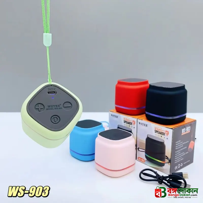 WSTER WS-903 Colorful Lighting Mini Wireless Speaker – 5W Portable Bluetooth Speaker with RGB LED Lights, 500mAh Battery & 3-6H Playtime - বাংলাদেশে সেরা দাম ও স্পেসিফিকেশন - গ্যালারি