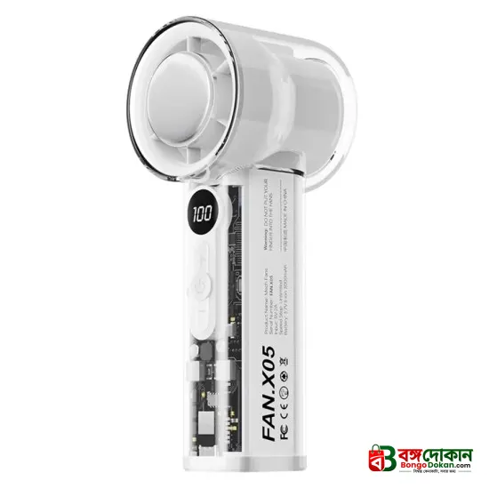 X05 Handheld High-Speed Turbo Cooling Fan – 3000mAh Battery, Ice Cooling Technology, 1-100 Stepless Speed Control, Digital LED Display & Transparent Design - বাংলাদেশে সেরা দাম ও স্পেসিফিকেশন - গ্যালারি