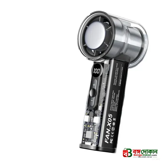 X05 Handheld High-Speed Turbo Cooling Fan – 3000mAh Battery, Ice Cooling Technology, 1-100 Stepless Speed Control, Digital LED Display & Transparent Design - বাংলাদেশে সেরা দাম ও স্পেসিফিকেশন - গ্যালারি