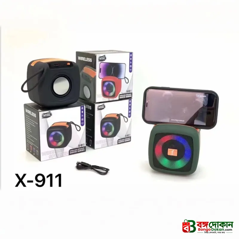X-911 Portable Wireless Mini Bluetooth Speaker – 5W Sound with Vibration Diaphragm, Bluetooth 5.0, FM Radio, USB, TF Card & AUX Support (1200mAh Battery) - বাংলাদেশে সেরা দাম ও স্পেসিফিকেশন - গ্যালারি