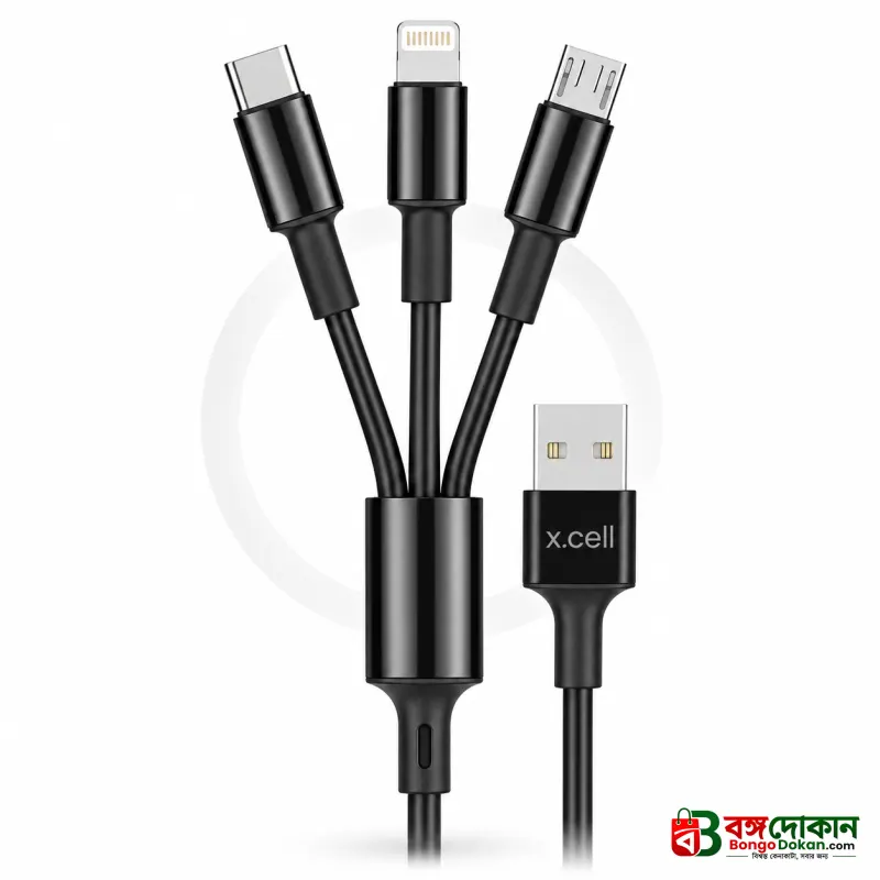 X.Cell High-Performance 3-in-1 Multi Charging Cable – 1.2M Charging Cord with USB-C, Lightning & Micro-USB Connectors for Universal Smartphones - বাংলাদেশে সেরা দাম ও স্পেসিফিকেশন - গ্যালারি